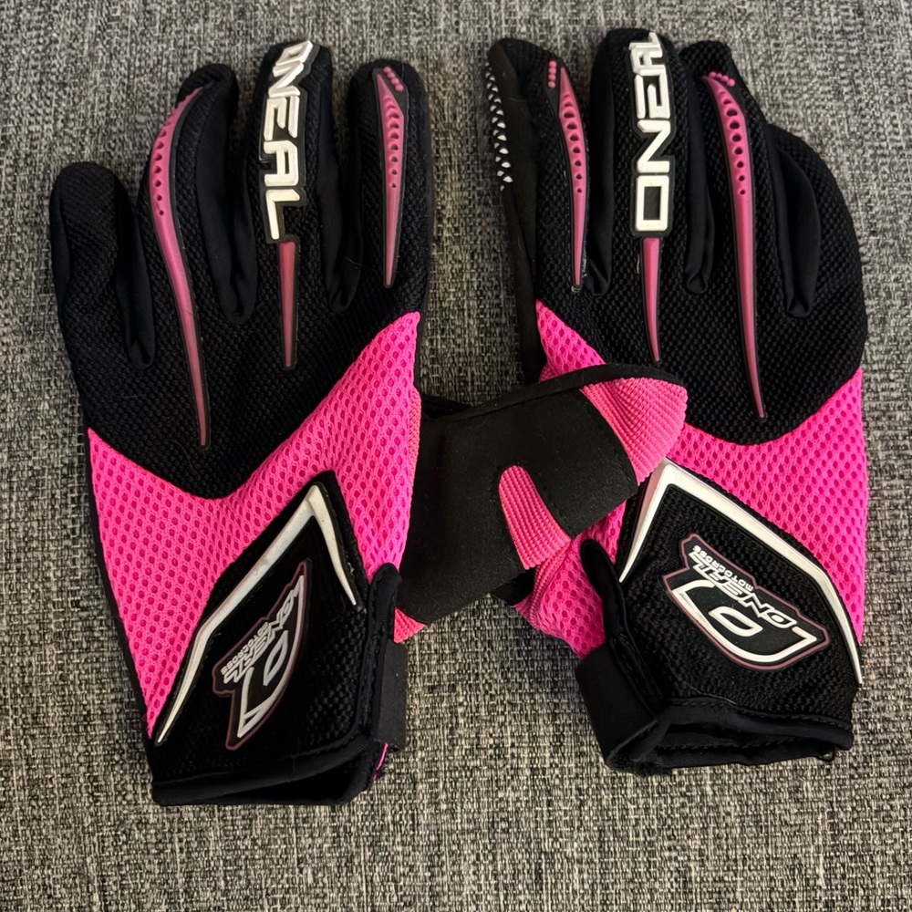 Women's Pink and Black O'Neal Motocross Gloves